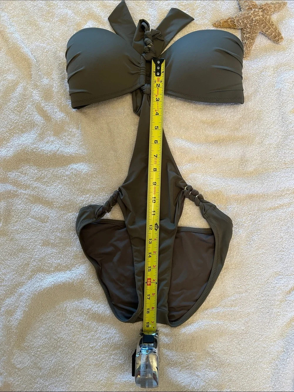 Aubade Olive Green womens One-Piece Swimsuit with Halter Tie - Picture 10 of 11